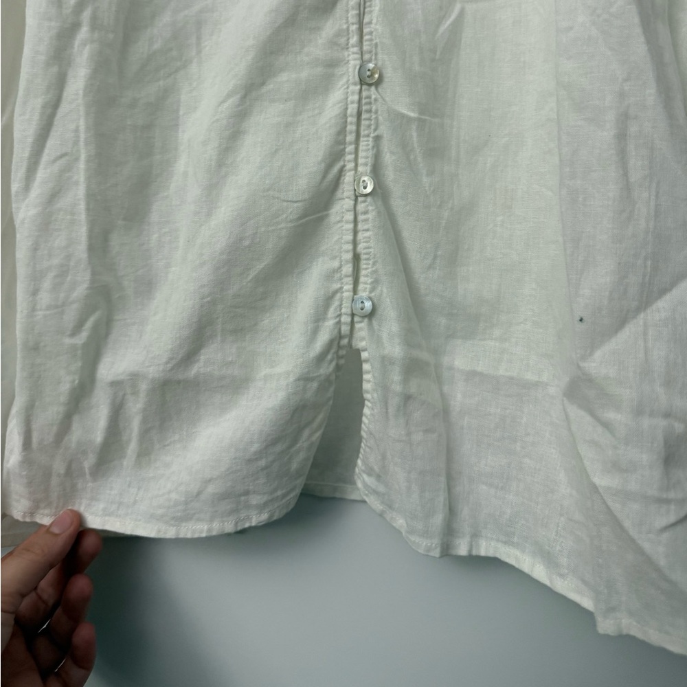 H&M white ruffle button up long sleeve blouse oversized EUC - Picture 5 of 11